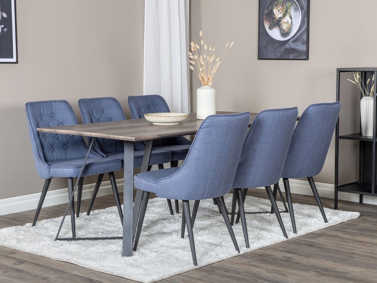 Conjunto de comedor Dallas 1347 (Azul + Negro)
