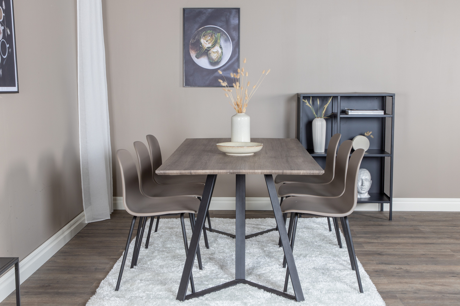 Conjunto de comedor Dallas 1348 (Beige + Negro)