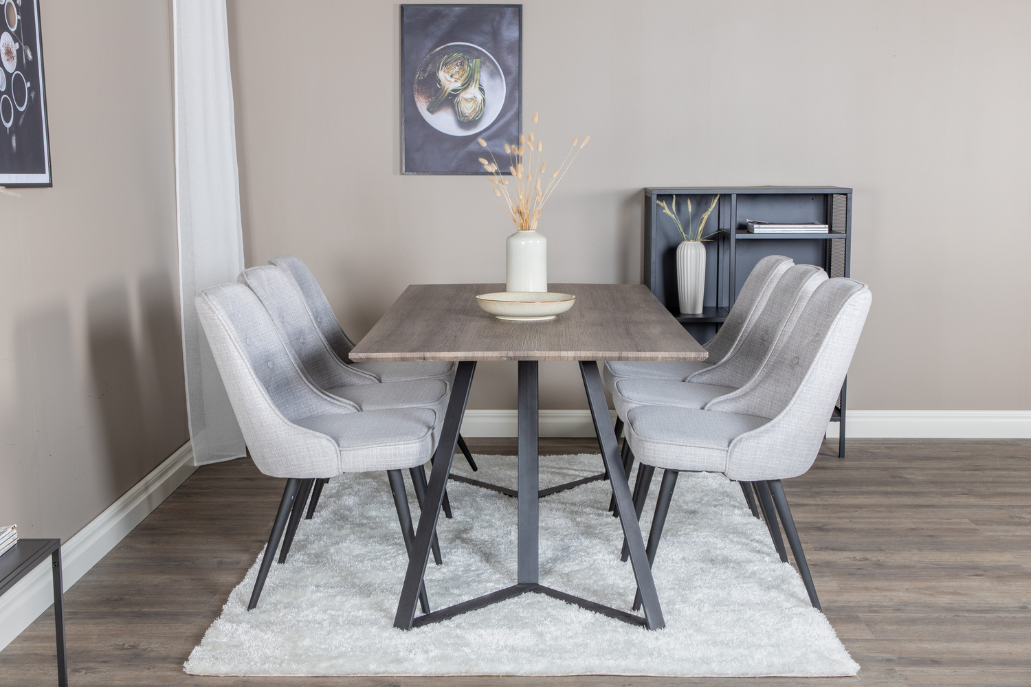 Conjunto de mesas y sillas para comedor Dallas 1347 (Gris + Negro)