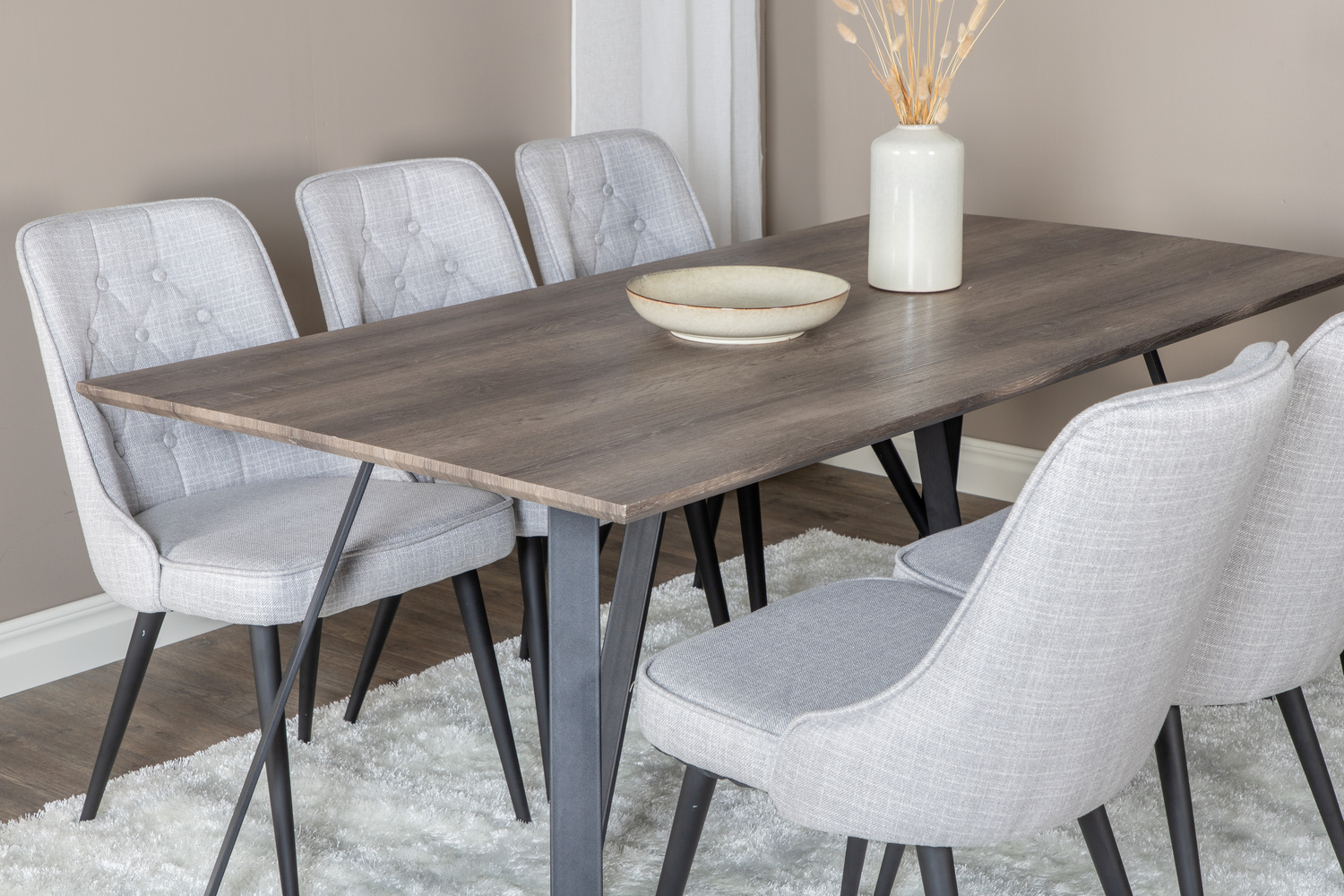 Conjunto de mesas y sillas para comedor Dallas 1347 (Gris + Negro)