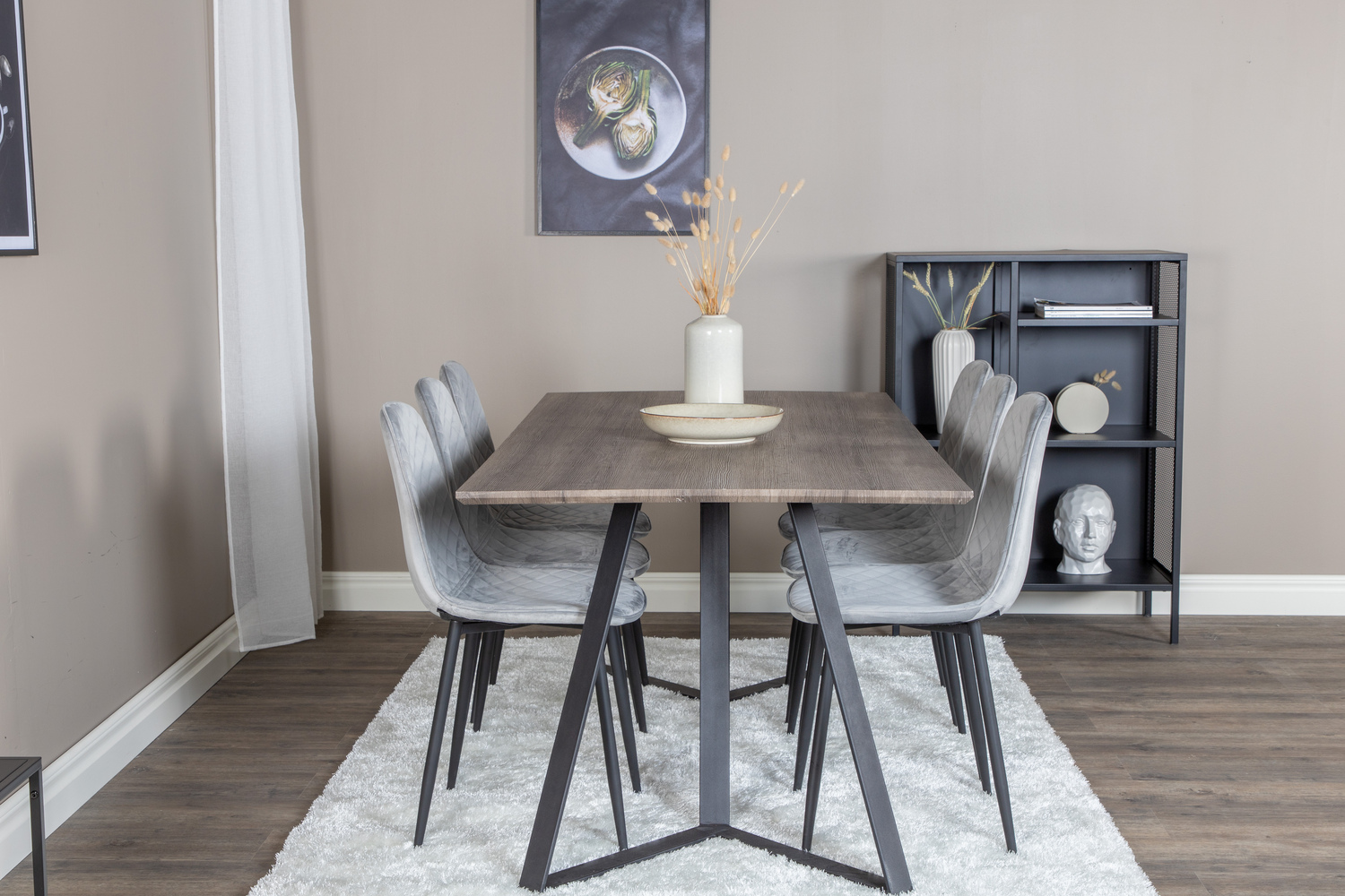 Conjunto de comedor Dallas 1357 (Gris + Negro)
