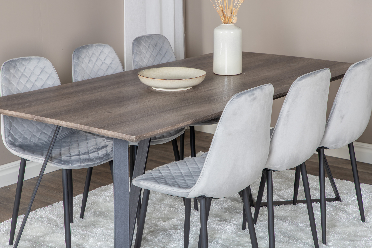 Conjunto de comedor Dallas 1357 (Gris + Negro)