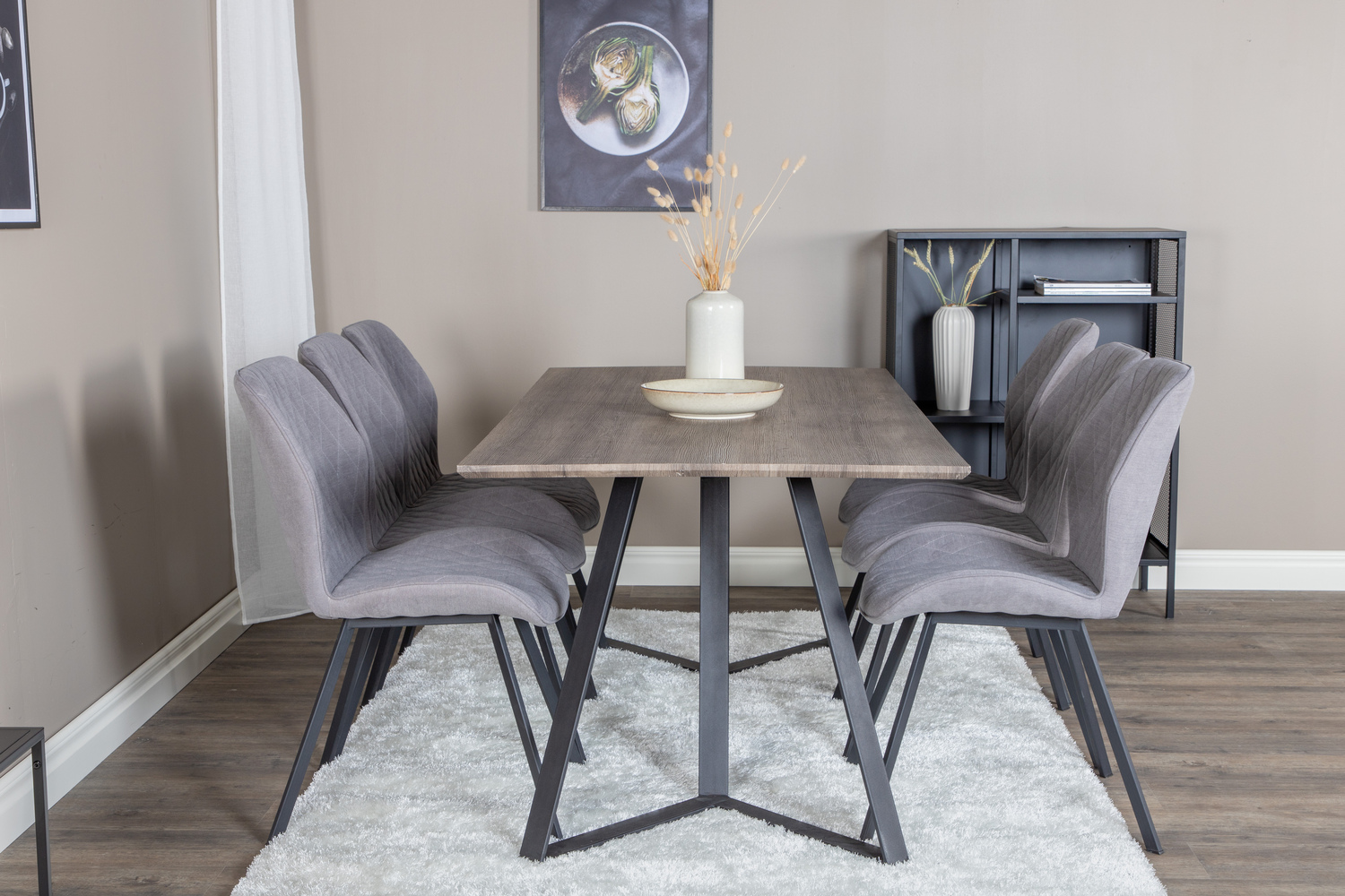 Conjunto de mesas y sillas para comedor Dallas 1359 (Gris + Negro)