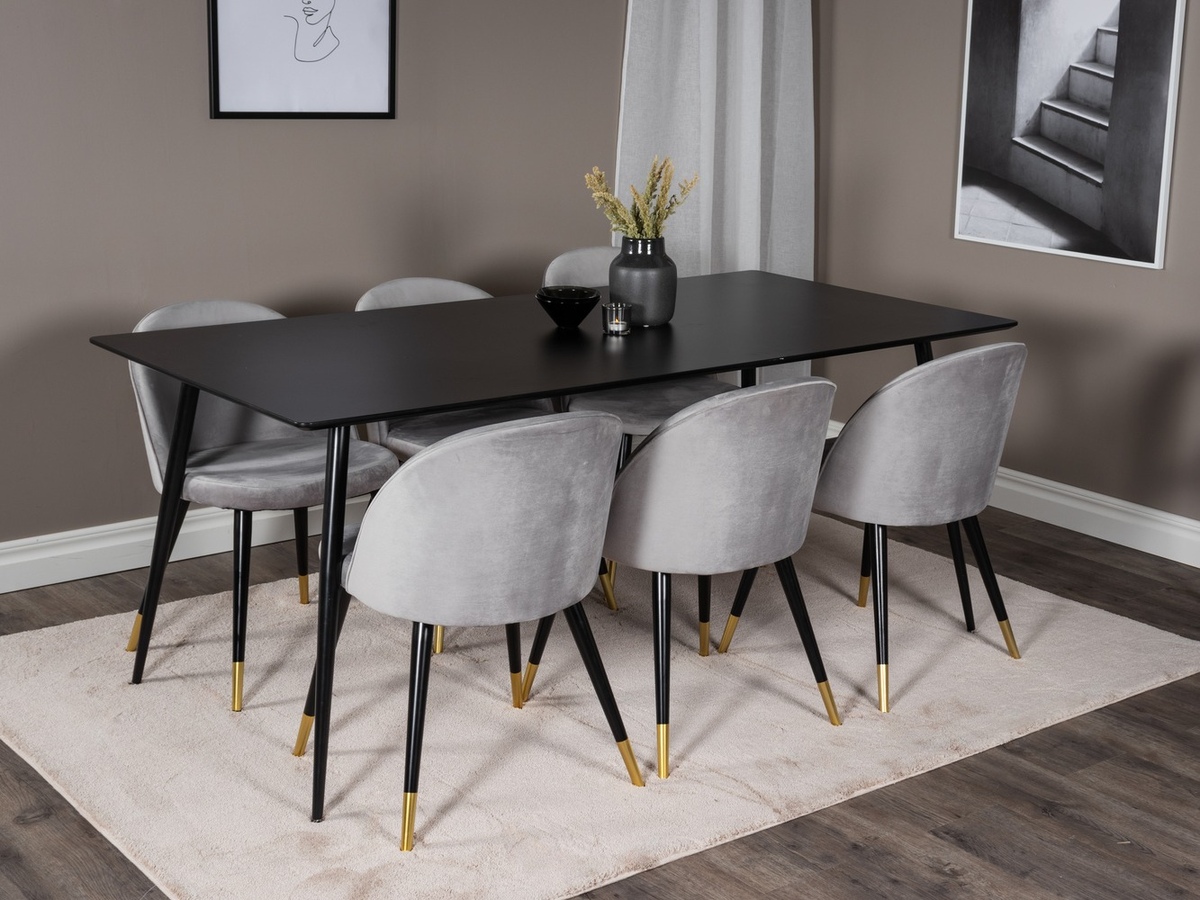 Conjunto de comedor Dallas 1503 (Gris claro + Negro)