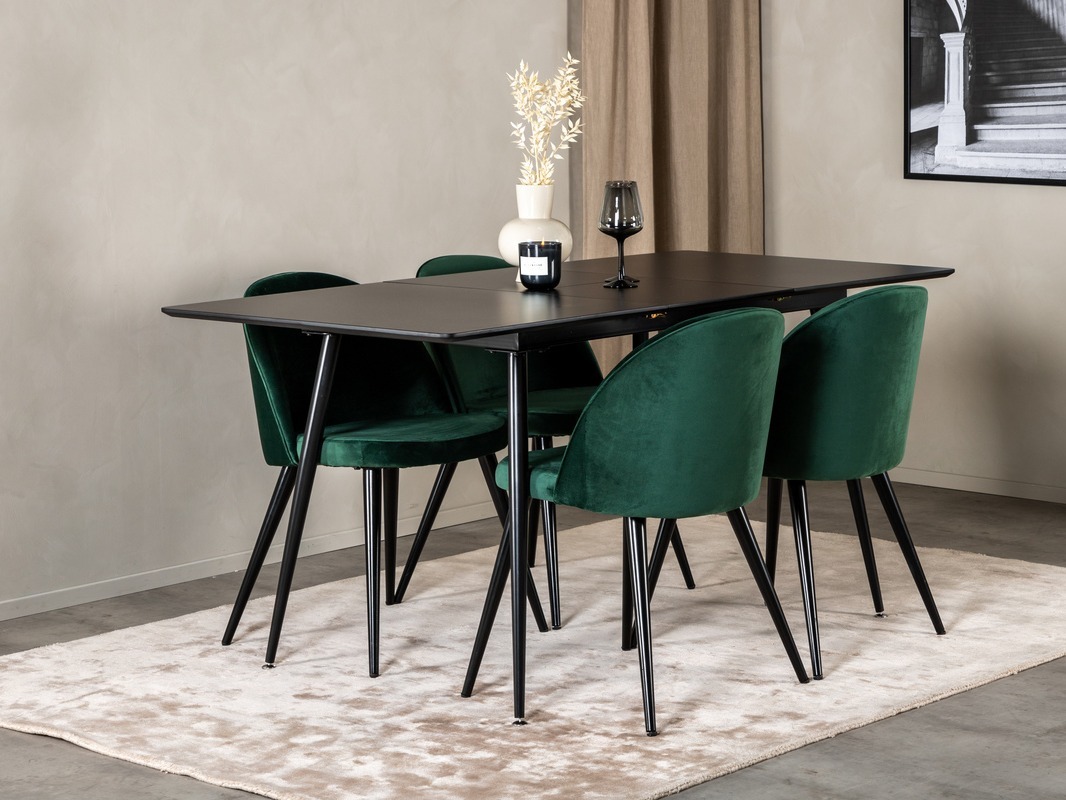 Conjunto de mesas y sillas para comedor Dallas 1521 (Verde + Negro)