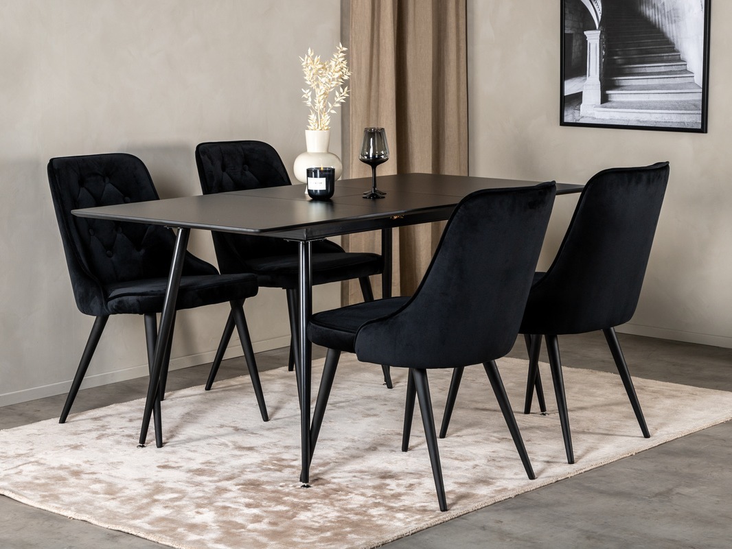 Conjunto de mesas y sillas para comedor Dallas 1522 (Negro)