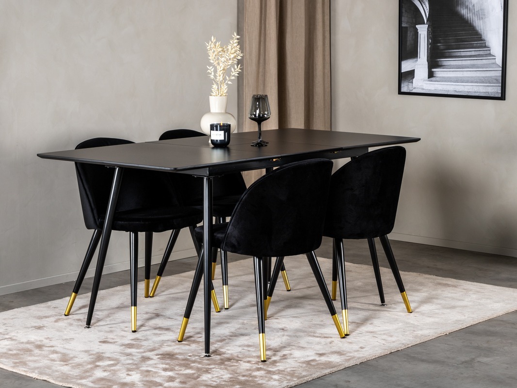 Conjunto de mesas y sillas para comedor Dallas 1526 (Negro)