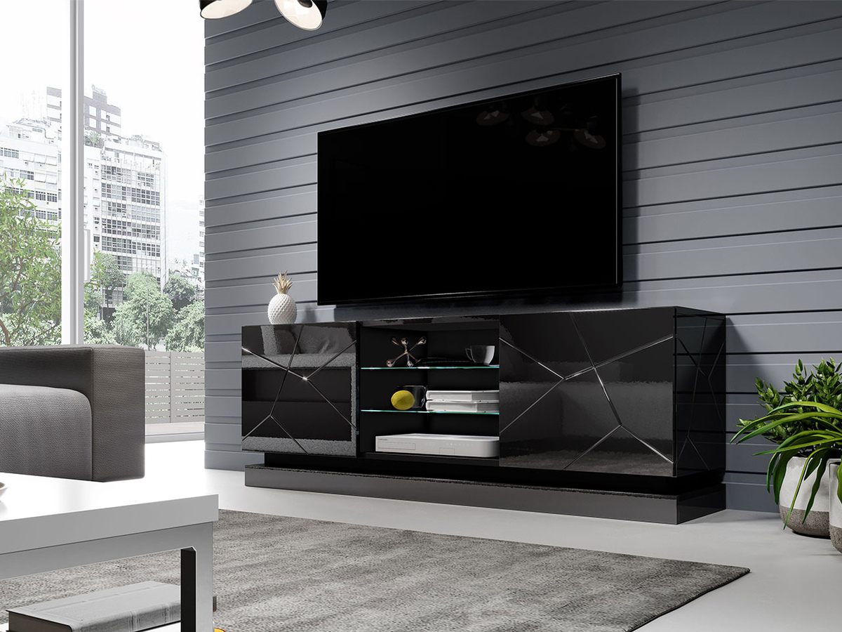 Mueble TV Linar (Negro + Negro brillante)
