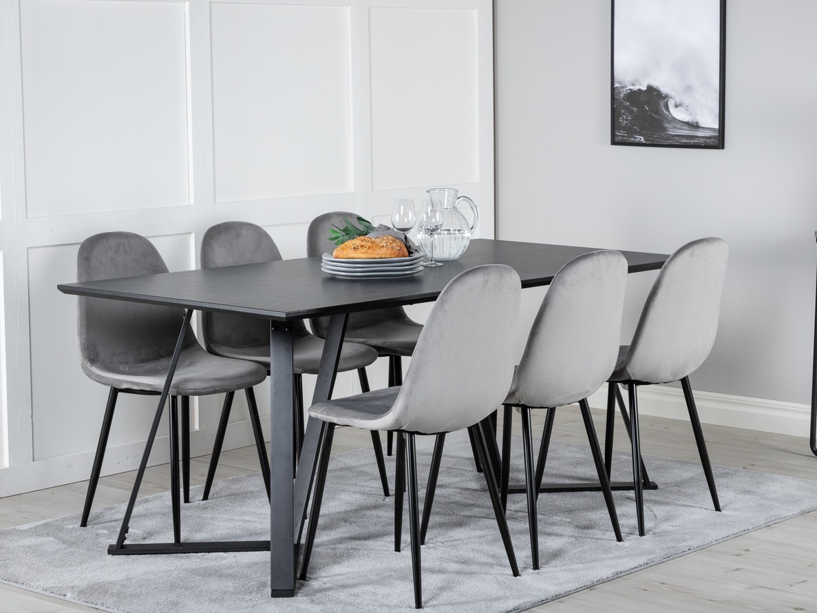 Conjunto de mesas y sillas para comedor Dallas 2476 (Gris + Negro)