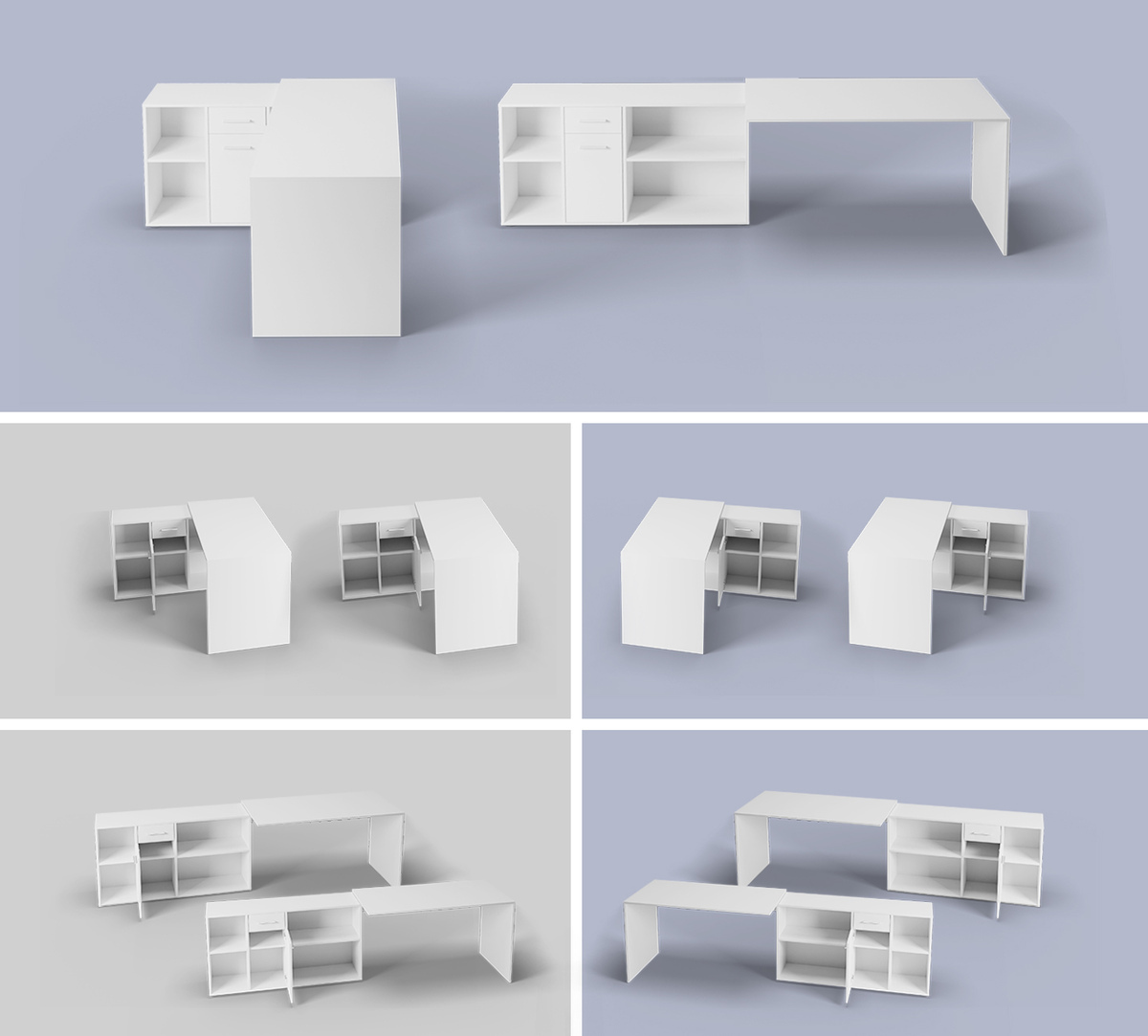 Mesa de ordenador esquinera Bristol 122 (Hormigón + Blanco)