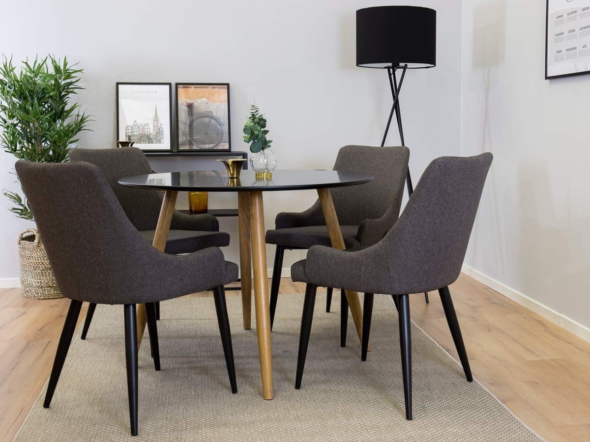 Conjunto de comedor Dallas 1660 (Gris oscuro + Negro)