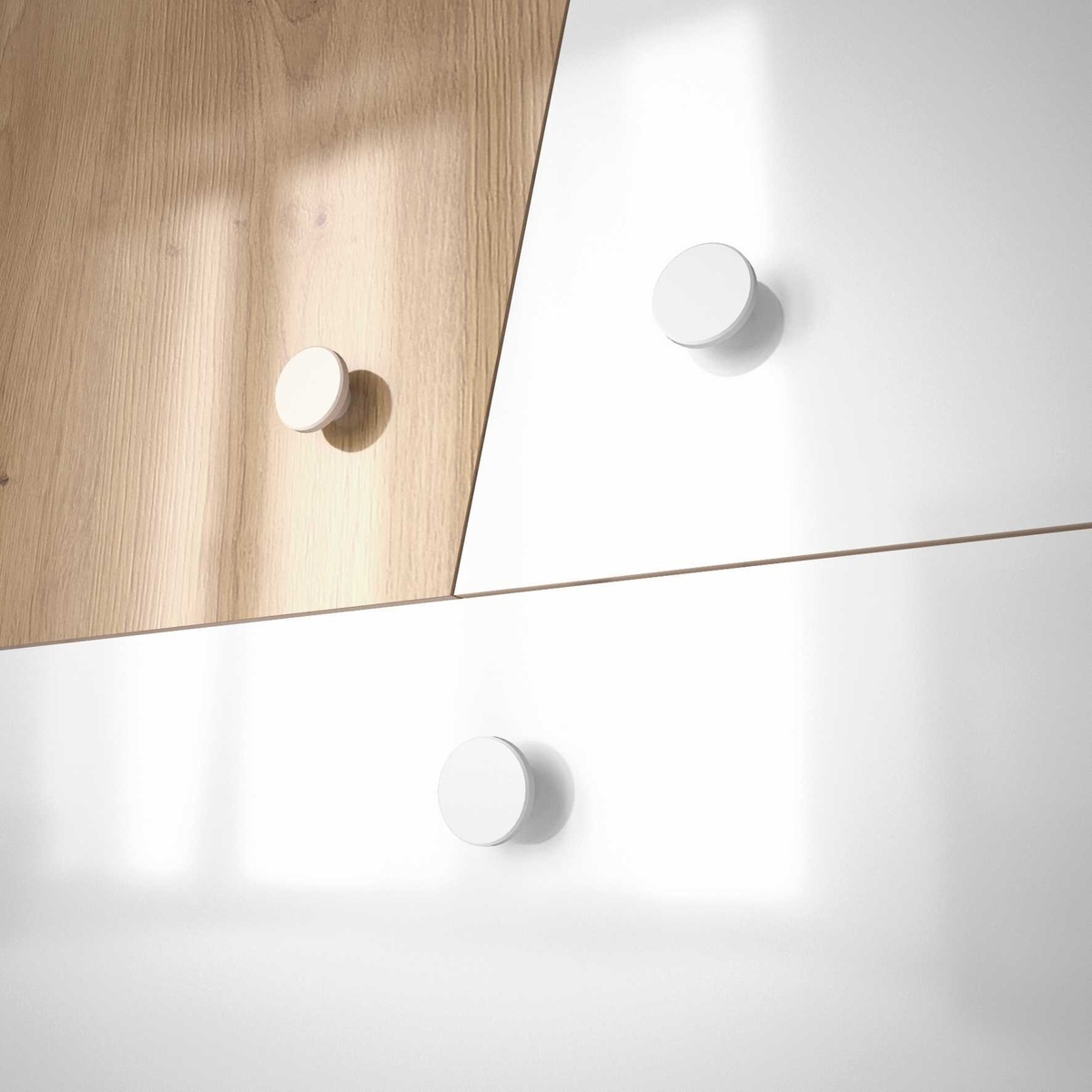 Mesa de oficina Mirelbu 109 (Roble Artisan + Blanco brillante)