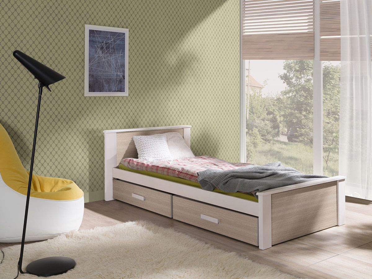 Cama Henderson 115 (Blanco + Roble Sonoma)