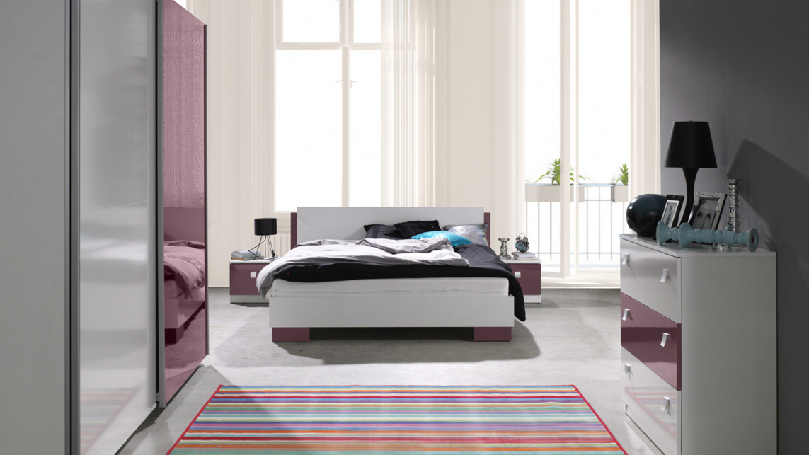 Mesilla de noche Murrieta 111 (Blanco brillante + Brillo Púrpura)