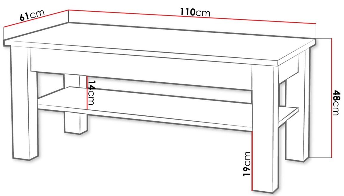 Mesa de centro Melfeli 116 (Roble Sonoma)