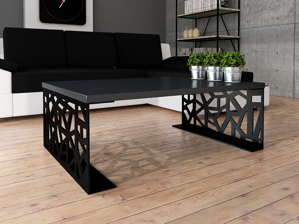 Mesa de centro Germantown 101 (Negro mate + Negro brillante)