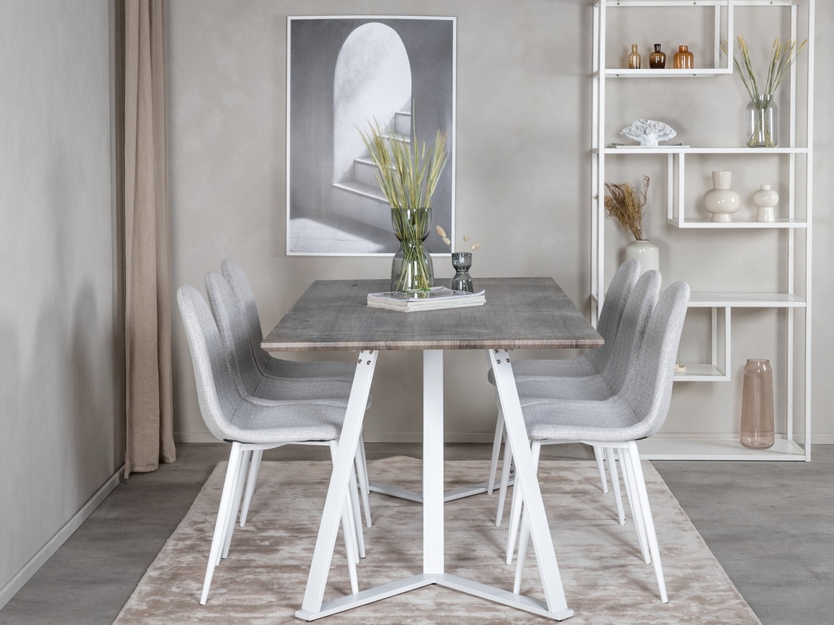 Conjunto de mesas y sillas para comedor Dallas 1804 (Gris claro + Blanco)