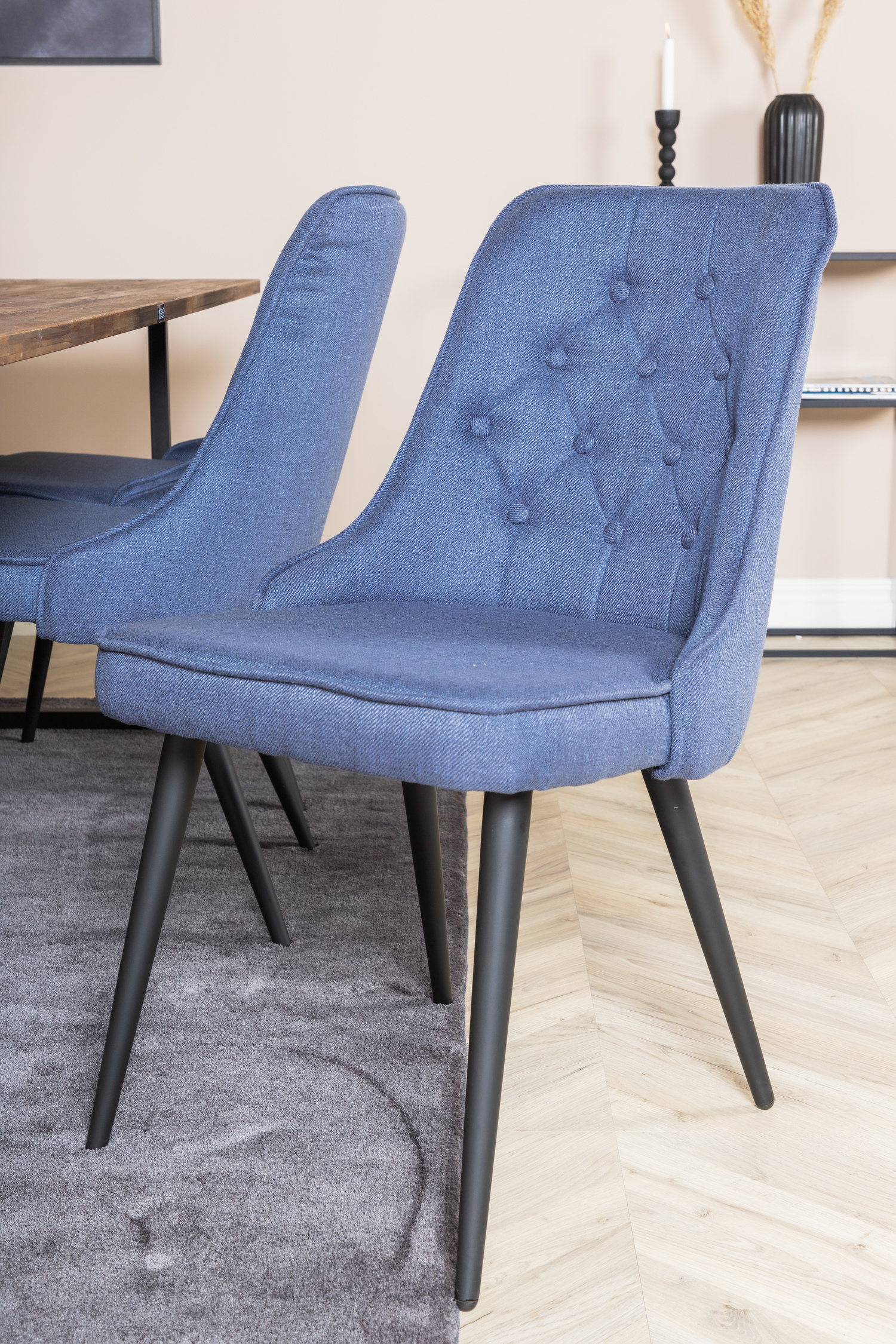 Conjunto de comedor Dallas 1865 (Negro + Azul)