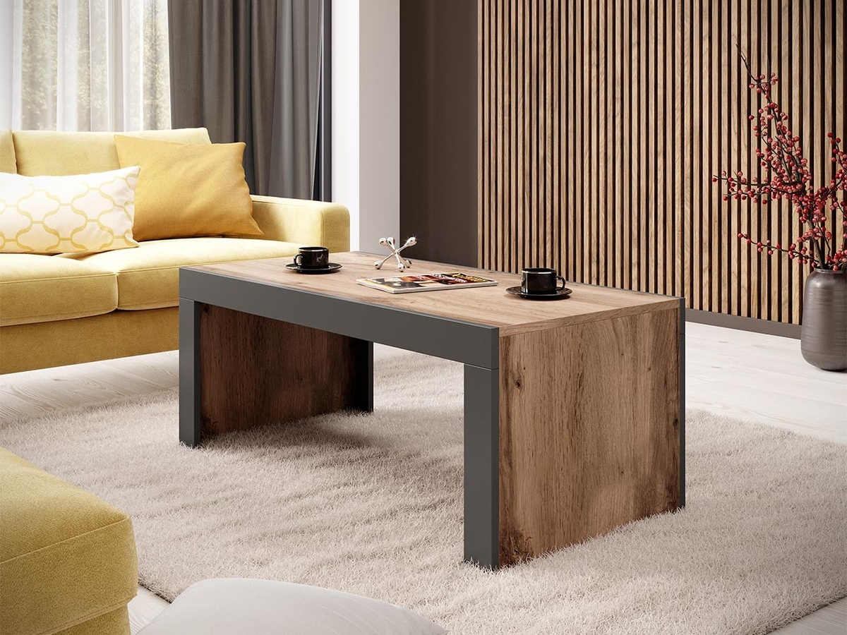 Mesa de centro Charlotte 146 (Roble wotan + Antracita)