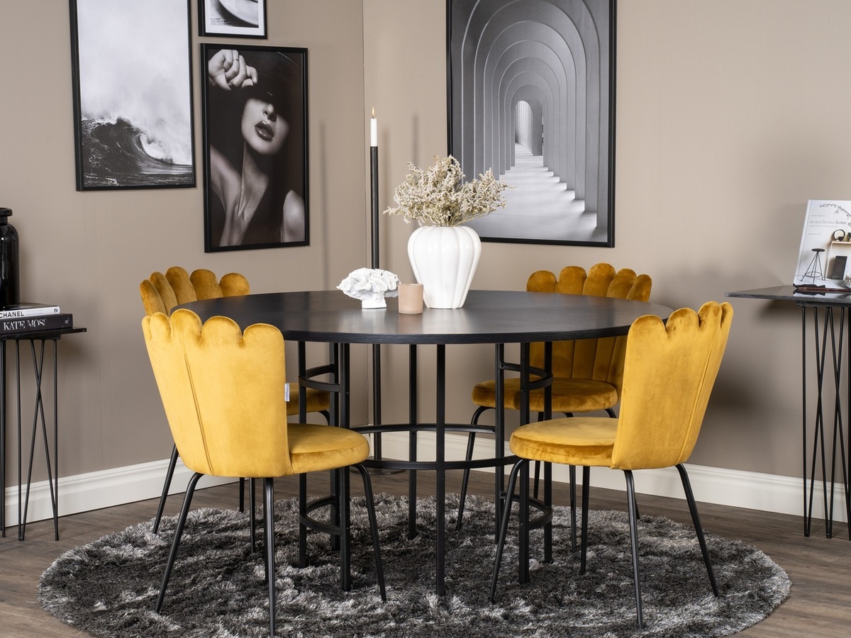 Conjunto de comedor Dallas 316 (Amarillo + Negro)