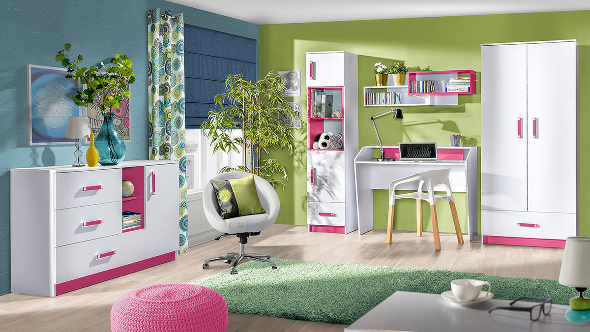 Cómoda Sorviru 101 (Blanco + Rosa)