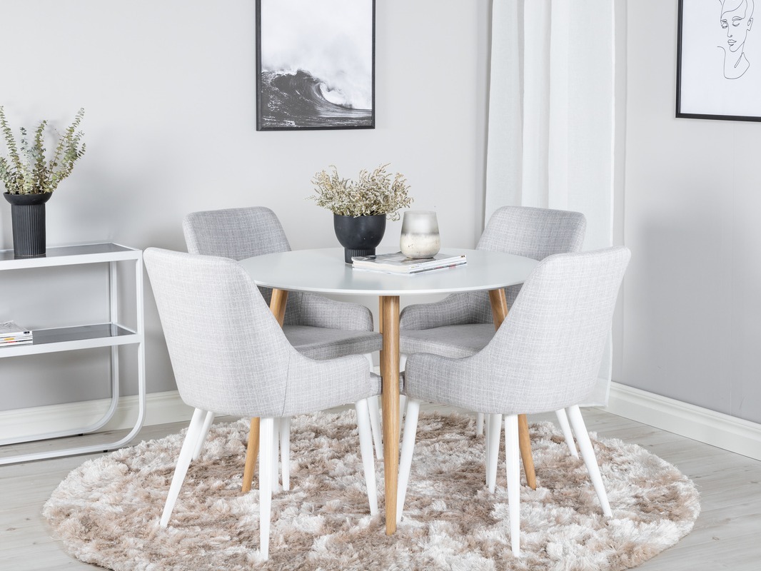 Conjunto de comedor Dallas 299 (Gris claro + Blanco)