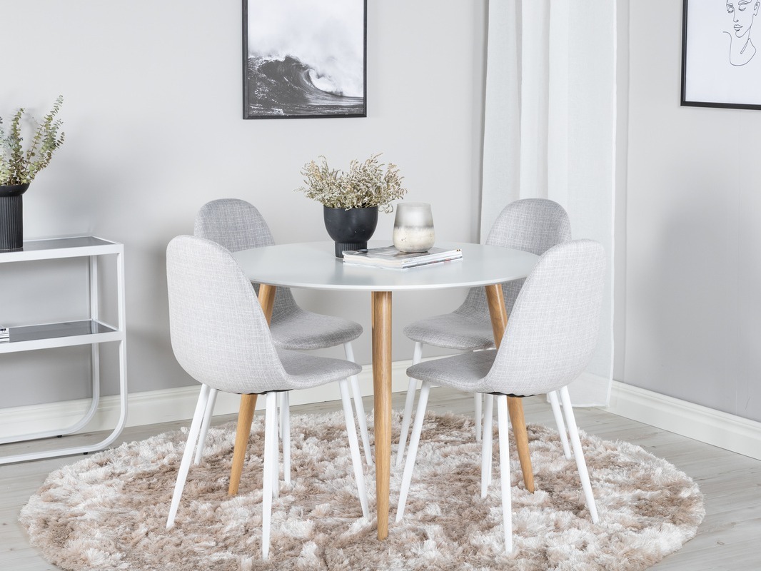 Conjunto de mesas y sillas para comedor Dallas 291 (Gris claro + Blanco)