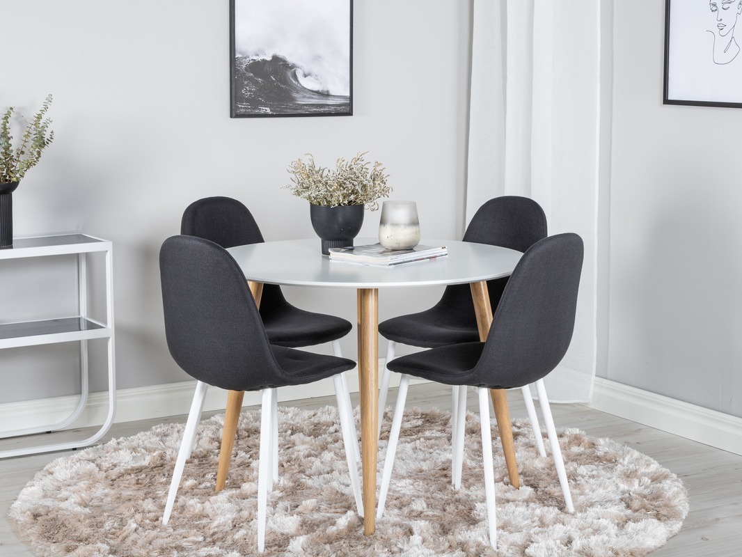 Conjunto de mesas y sillas para comedor Dallas 291 (Negro + Blanco)