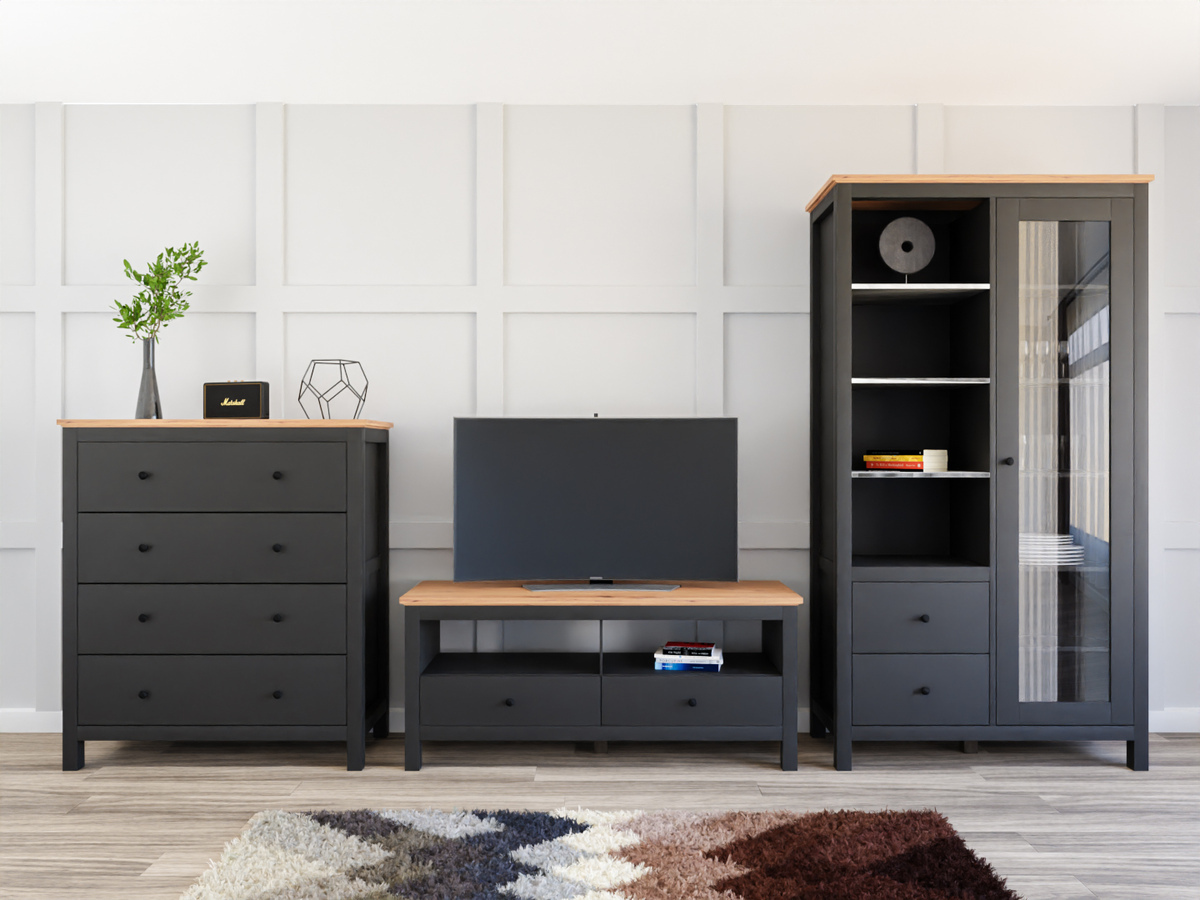 Conjunto de salón Sordoro 125 (Grafito + Roble Artisan)