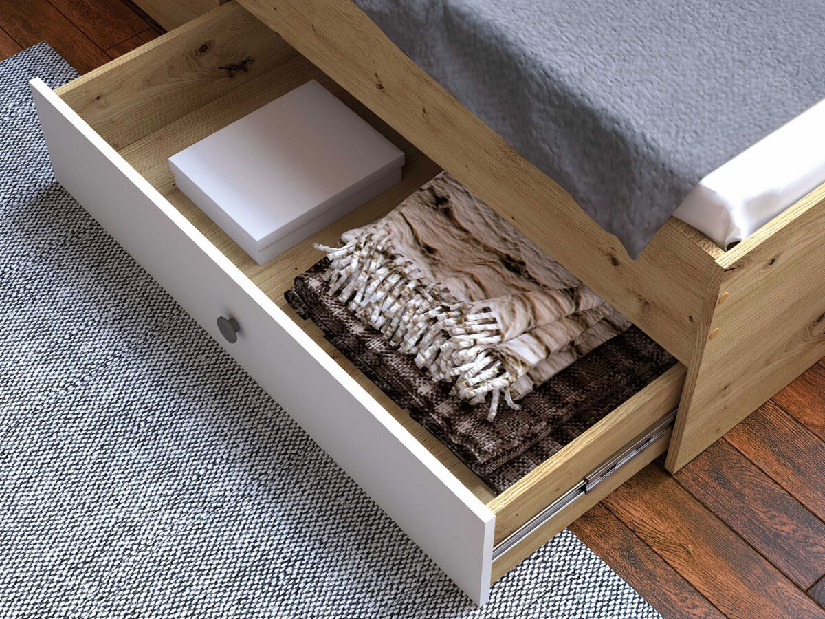 Cama Almira 113 (Roble Artisan + Blanco)