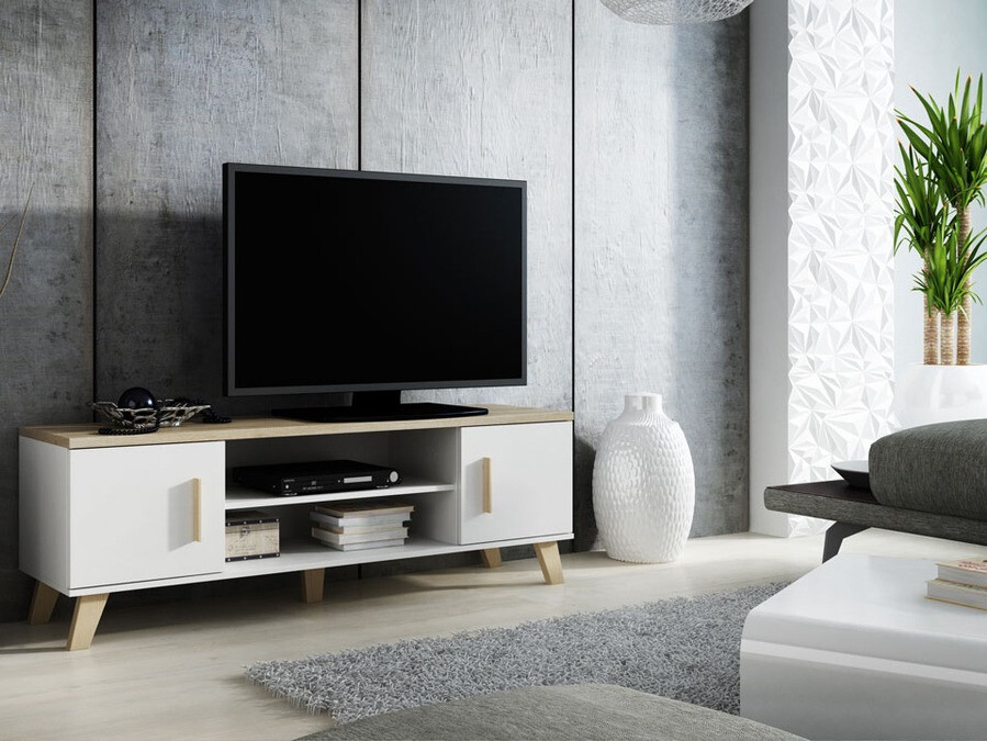 Mueble TV Larfloi 108 (Blanco + Roble Sonoma)