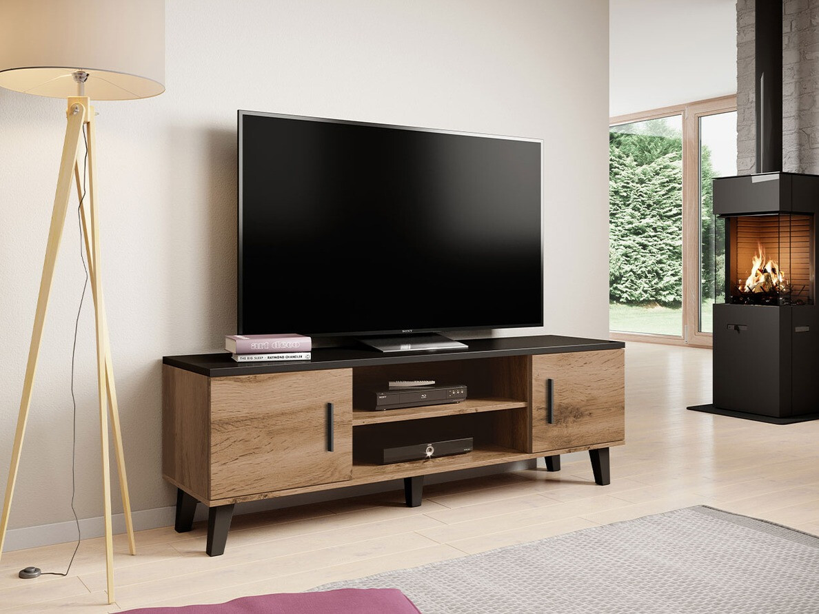 Mueble TV Larfloi 108 (Roble wotan + Negro)