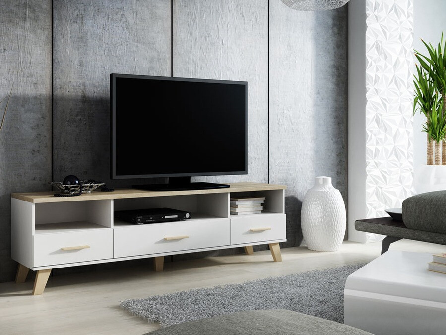 Mueble TV Larfloi 109 (Blanco + Roble Sonoma)