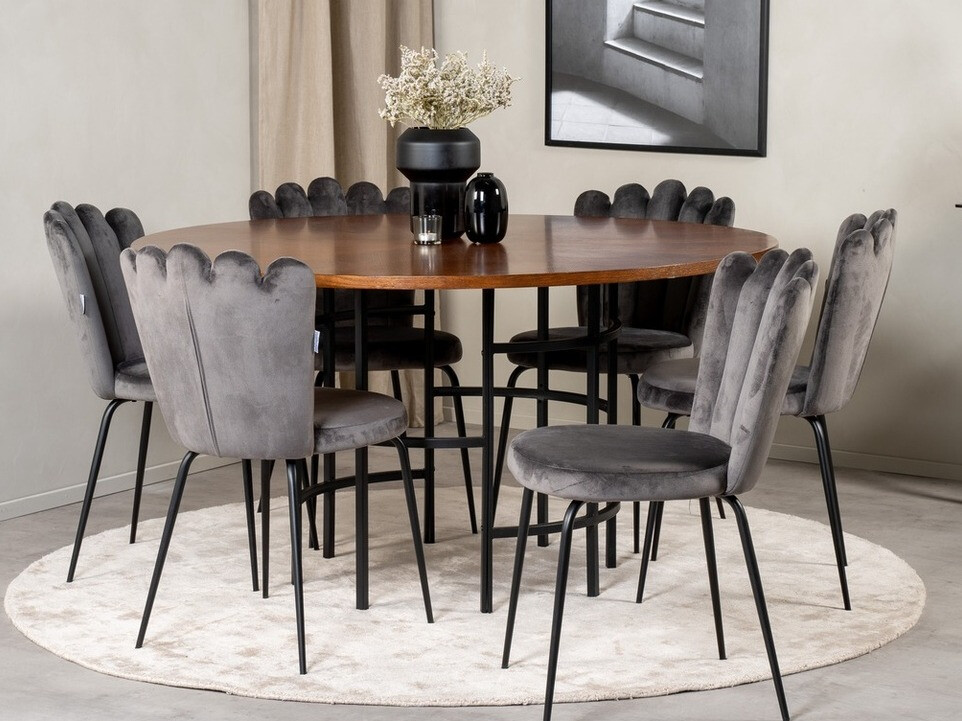 Conjunto de comedor Dallas 315 (Gris + Negro)