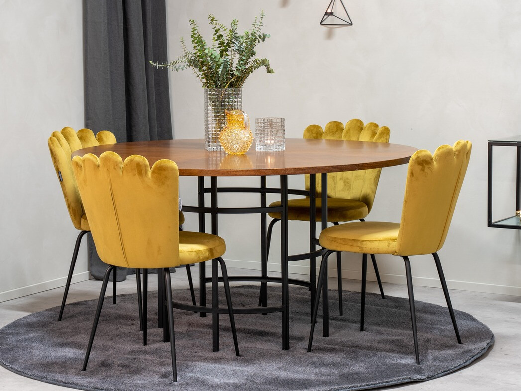 Conjunto de mesas y sillas para comedor Dallas 314 (Amarillo + Negro)
