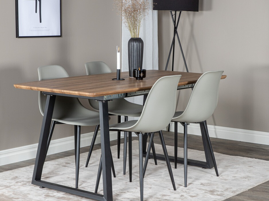 Conjunto de mesas y sillas para comedor Dallas 329 (Gris + Negro)