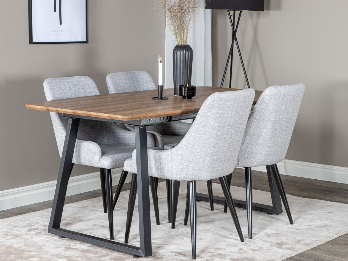 Conjunto de comedor Dallas 334 (Gris claro + Negro)