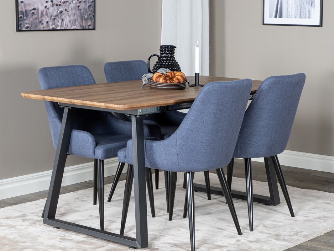 Conjunto de mesas y sillas para comedor Dallas 334 (Azul + Negro)