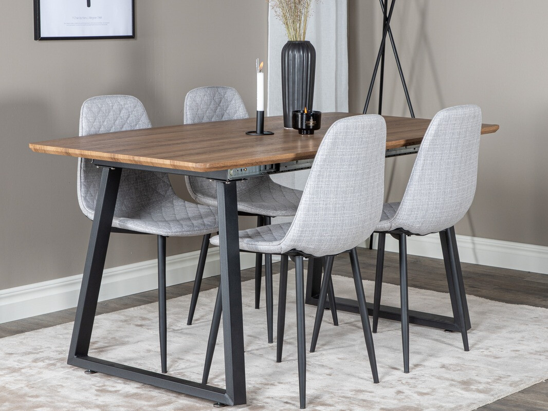 Conjunto de mesas y sillas para comedor Dallas 336 (Gris claro + Negro)