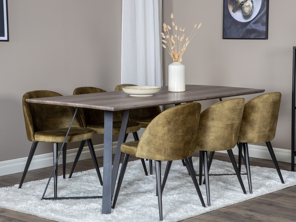 Conjunto de mesas y sillas para comedor Dallas 340 (Verde polvoriento + Negro)