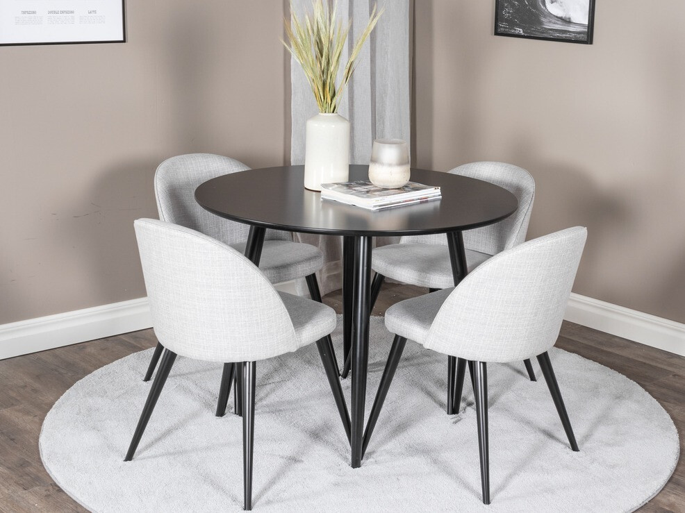 Conjunto de mesas y sillas para comedor Dallas 343 (Gris claro + Negro)