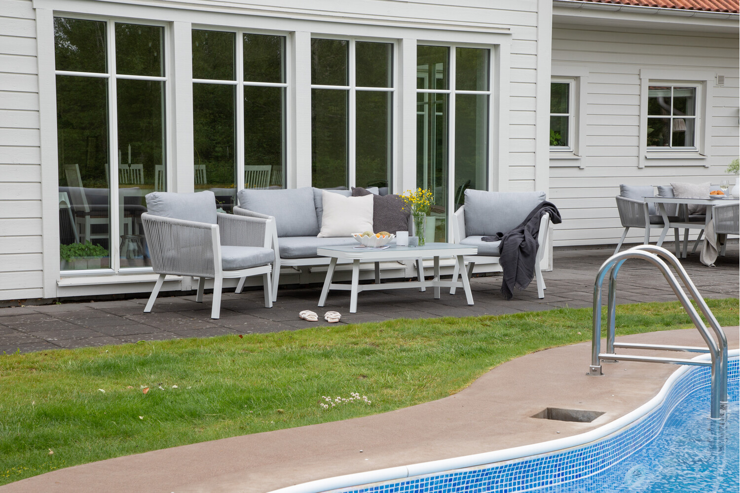 Conjunto de muebles de exterior Dallas 2175 (Blanco + Gris)