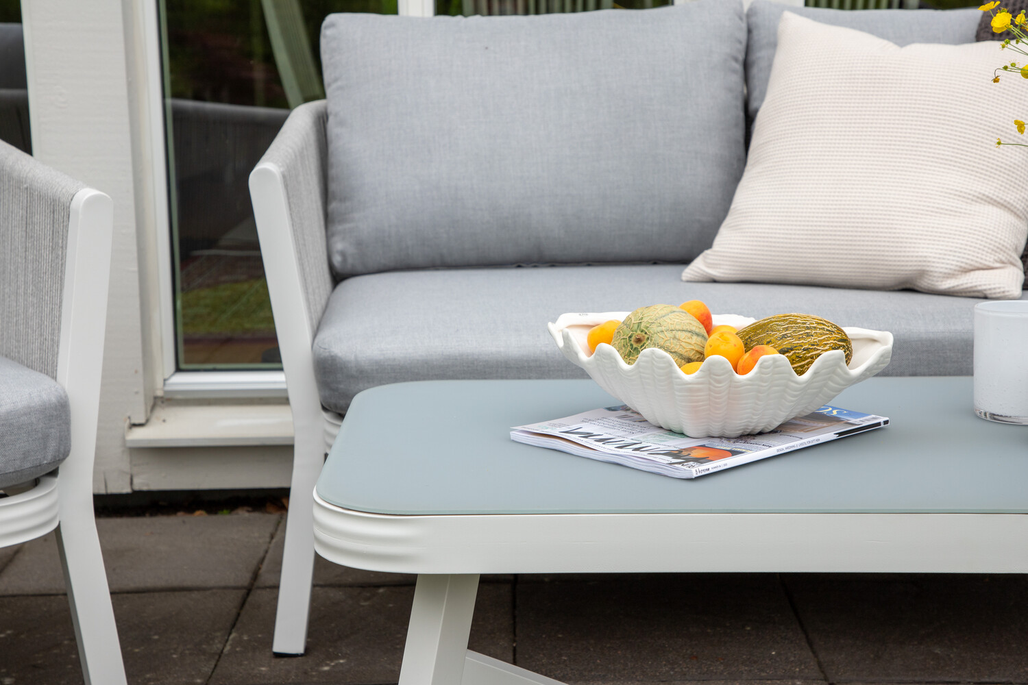 Conjunto de muebles de exterior Dallas 2175 (Blanco + Gris)