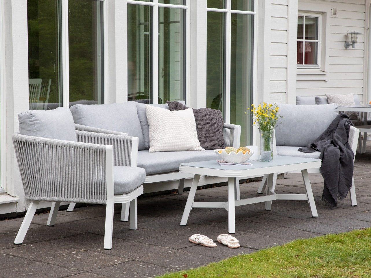 Conjunto de muebles de exterior Dallas 2175 (Blanco + Gris)