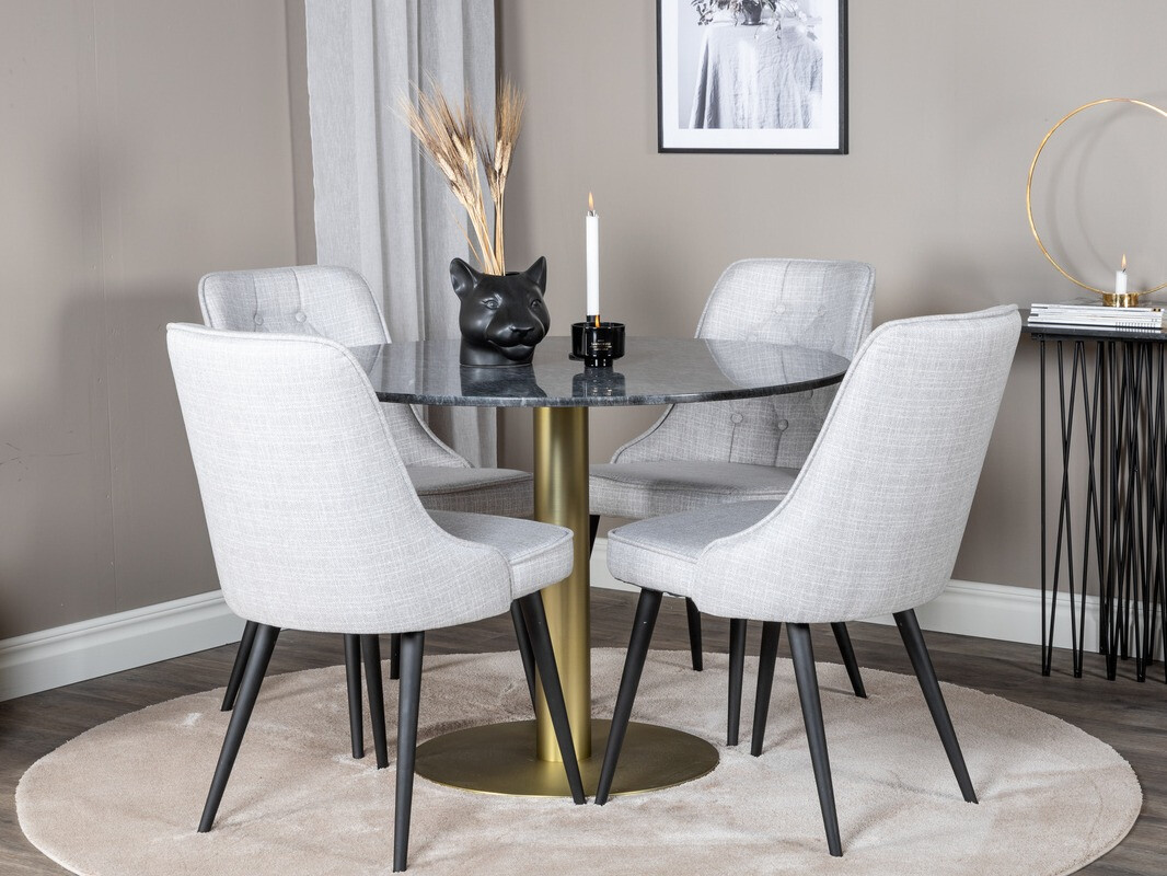 Conjunto de comedor Dallas 370 (Gris + Negro)