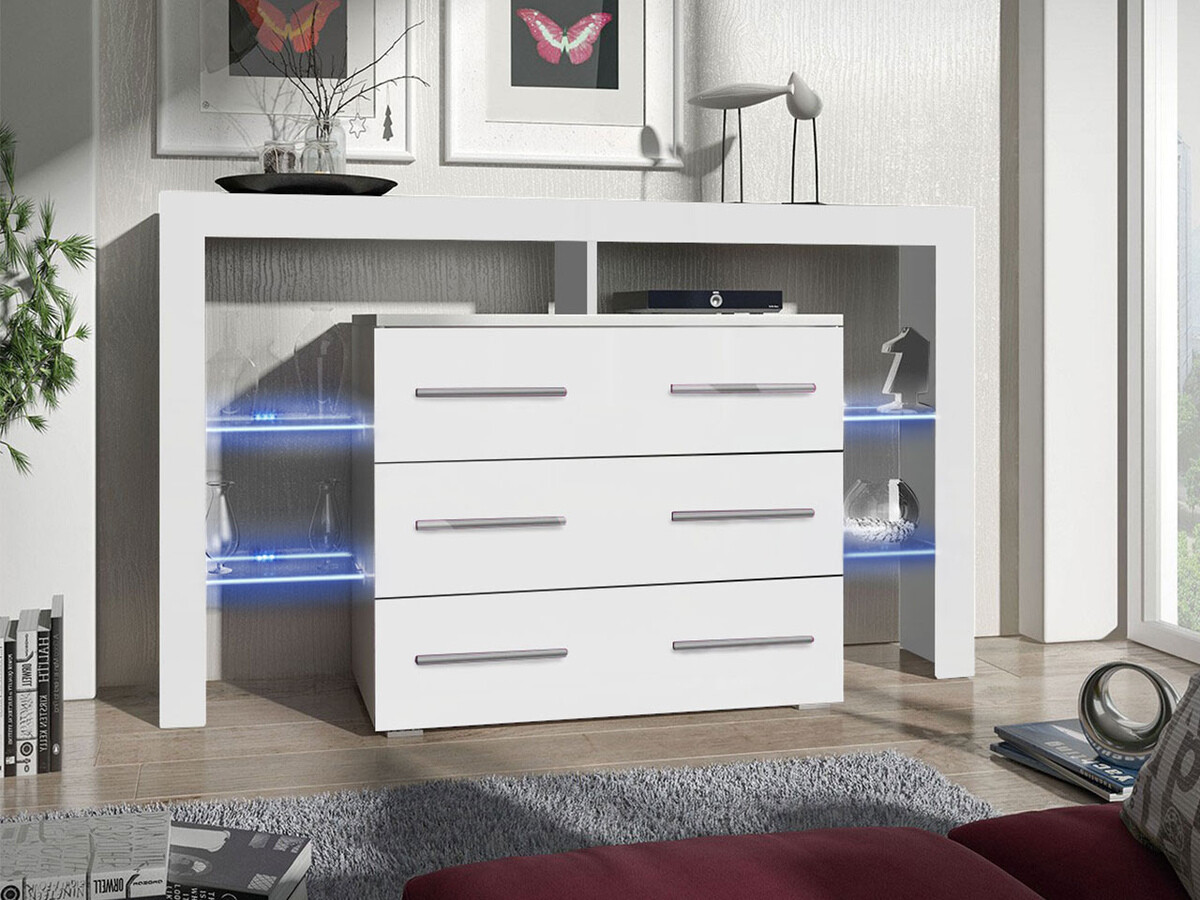 Cómoda Aestas I (Blanco + Blanco brillante)