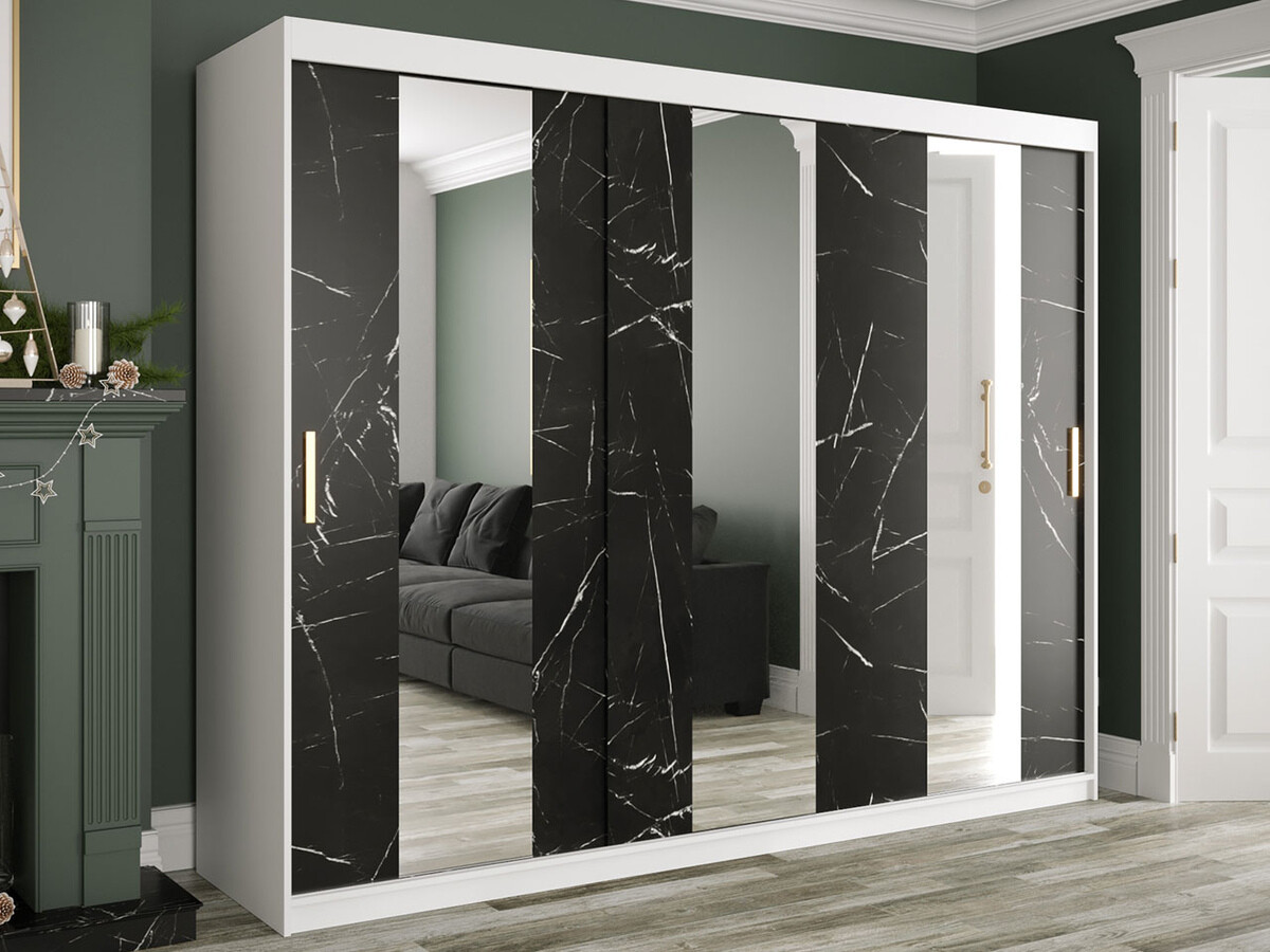 Armario Hartford 245 (Mate blanco + Mármol negro)