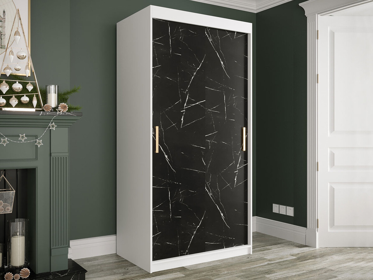 Armario Hartford 246 (Mate blanco + Mármol negro)