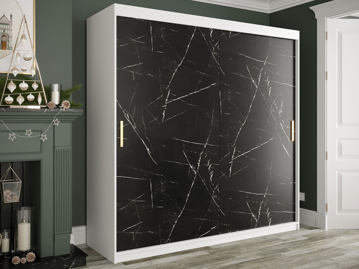 Armario Hartford 250 (Mate blanco + Mármol negro)