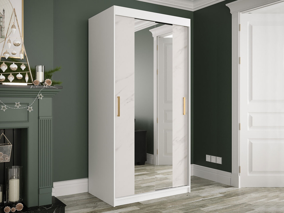 Armario Hartford 252 (Mate blanco + Mármol blanco)